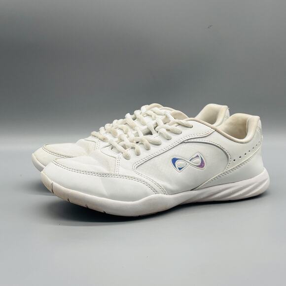 Nfinity Shoes Womens 7 White Leather Fearless Cheer Cheerleading Low Top Sneaker - Picture 3 of 10